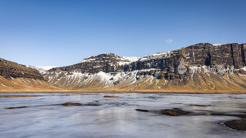 Iceland Panorama Lómagnúpur Mountain Range in Winter Lomagnupur